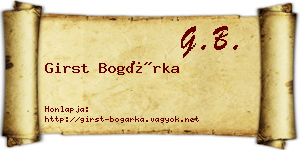 Girst Bogárka névjegykártya